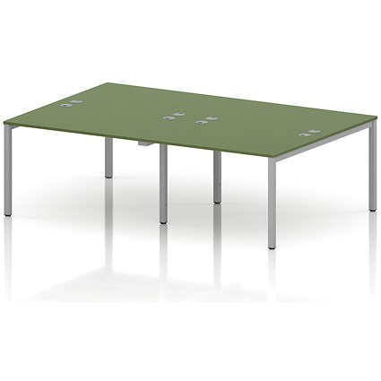Impulse Bench B2B 4 Person 1200 Silver Frame Office Bench Desk Moss Green