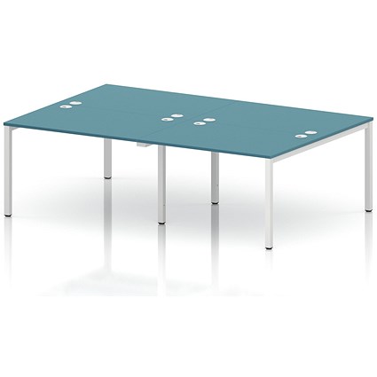 Impulse Bench B2B 4 Person 1200 White Frame Office Bench Desk Dark Teal