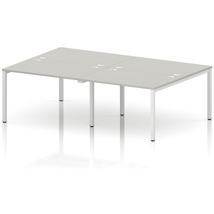 Impulse Bench B2B 4 Person 1200 White Frame Office Bench Desk Dove Grey
