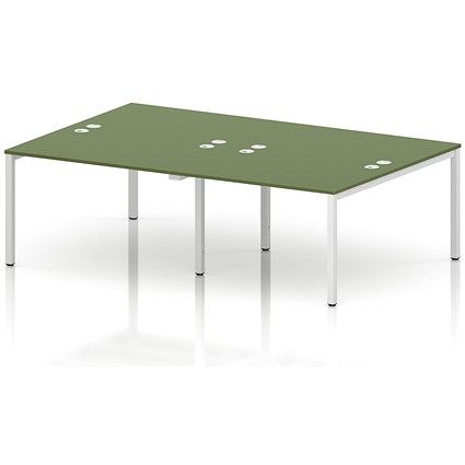 Impulse Bench B2B 4 Person 1200 White Frame Office Bench Desk Moss Green