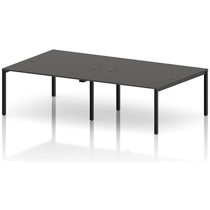 Impulse Bench B2B 4 Person 1400 Black Frame Office Bench Desk Carbon Grey