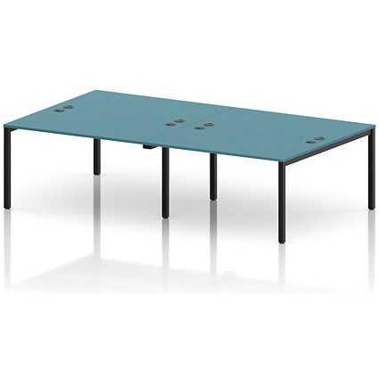 Impulse Bench B2B 4 Person 1400 Black Frame Office Bench Desk Dark Teal