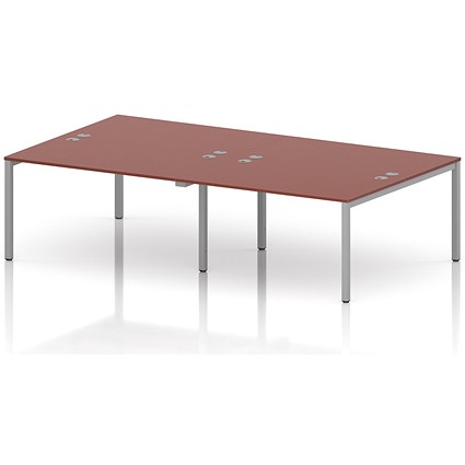 Impulse Bench B2B 4 Person 1400 Silver Frame Office Bench Desk Brick Red