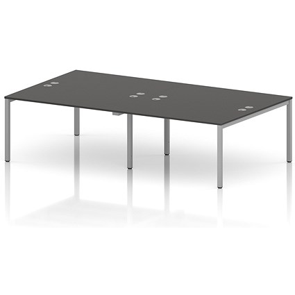Impulse Bench B2B 4 Person 1400 Silver Frame Office Bench Desk Carbon Grey