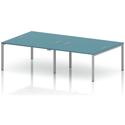 Impulse Bench B2B 4 Person 1400 Silver Frame Office Bench Desk Dark Teal