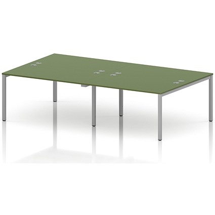 Impulse Bench B2B 4 Person 1400 Silver Frame Office Bench Desk Moss Green