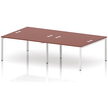Impulse Bench B2B 4 Person 1400 White Frame Office Bench Desk Brick Red