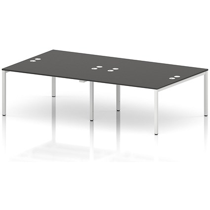 Impulse Bench B2B 4 Person 1400 White Frame Office Bench Desk Carbon Grey