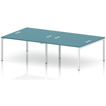 Impulse Bench B2B 4 Person 1400 White Frame Office Bench Desk Dark Teal