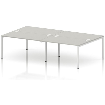 Impulse Bench B2B 4 Person 1400 White Frame Office Bench Desk Dove Grey