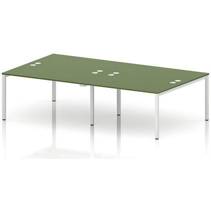 Impulse Bench B2B 4 Person 1400 White Frame Office Bench Desk Moss Green