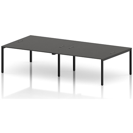 Impulse Bench B2B 4 Person 1600 Black Frame Office Bench Desk Carbon Grey