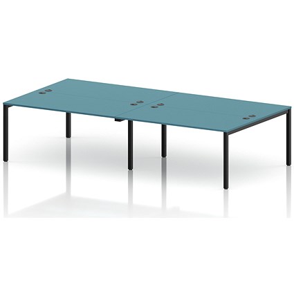 Impulse Bench B2B 4 Person 1600 Black Frame Office Bench Desk Dark Teal