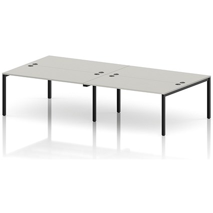 Impulse Bench B2B 4 Person 1600 Black Frame Office Bench Desk Dove Grey