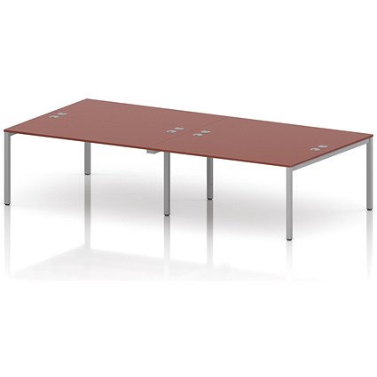 Impulse Bench B2B 4 Person 1600 Silver Frame Office Bench Desk Brick Red