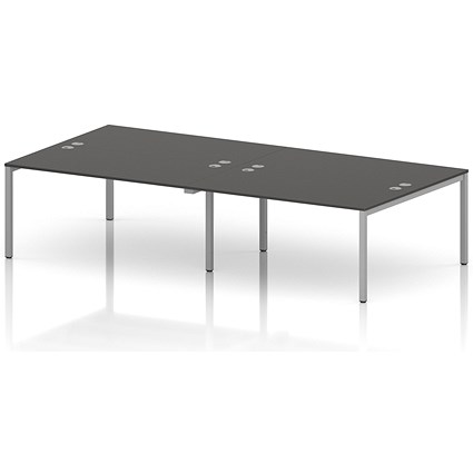 Impulse Bench B2B 4 Person 1600 Silver Frame Office Bench Desk Carbon Grey