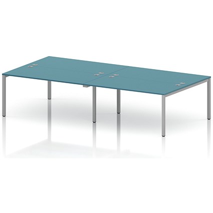 Impulse Bench B2B 4 Person 1600 Silver Frame Office Bench Desk Dark Teal