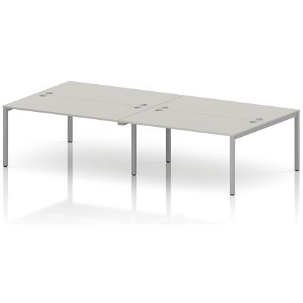 Impulse Bench B2B 4 Person 1600 Silver Frame Office Bench Desk Dove Grey