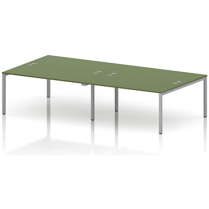 Impulse Bench B2B 4 Person 1600 Silver Frame Office Bench Desk Moss Green