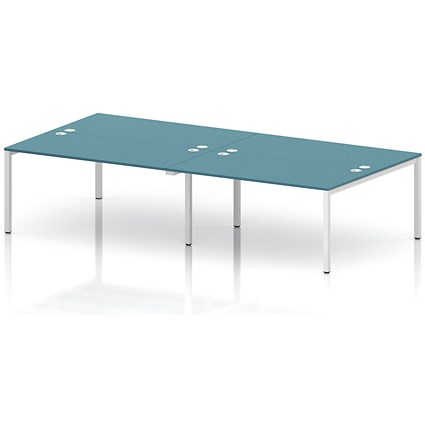 Impulse Bench B2B 4 Person 1600 White Frame Office Bench Desk Dark Teal