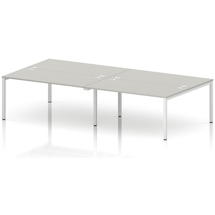 Impulse Bench B2B 4 Person 1600 White Frame Office Bench Desk Dove Grey