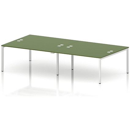 Impulse Bench B2B 4 Person 1600 White Frame Office Bench Desk Moss Green