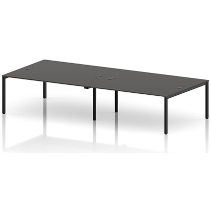 Impulse Bench B2B 4 Person 1800 Black Frame Office Bench Desk Carbon Grey