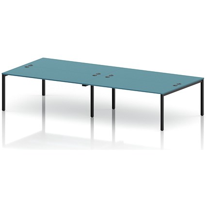 Impulse Bench B2B 4 Person 1800 Black Frame Office Bench Desk Dark Teal