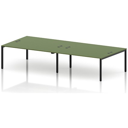 Impulse Bench B2B 4 Person 1800 Black Frame Office Bench Desk Moss Green