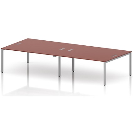 Impulse Bench B2B 4 Person 1800 Silver Frame Office Bench Desk Brick Red