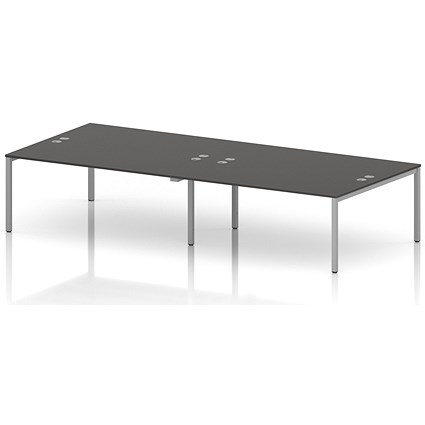 Impulse Bench B2B 4 Person 1800 Silver Frame Office Bench Desk Carbon Grey
