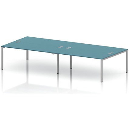 Impulse Bench B2B 4 Person 1800 Silver Frame Office Bench Desk Dark Teal