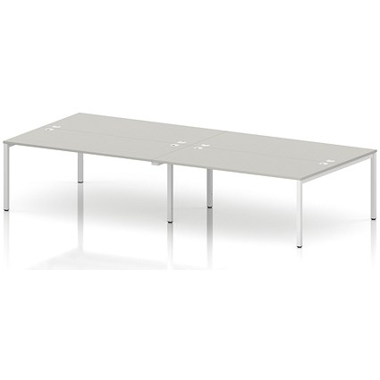 Impulse Bench B2B 4 Person 1800 White Frame Office Bench Desk Dove Grey