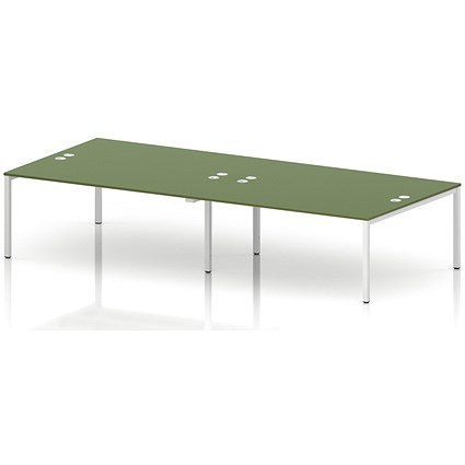 Impulse Bench B2B 4 Person 1800 White Frame Office Bench Desk Moss Green