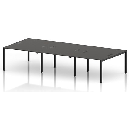 Impulse Bench B2B 6 Person 1200 Black Frame Office Bench Desk Carbon Grey
