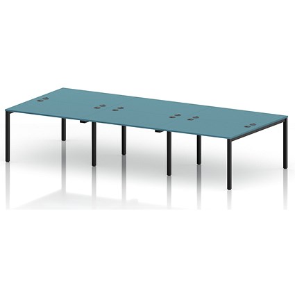 Impulse Bench B2B 6 Person 1200 Black Frame Office Bench Desk Dark Teal