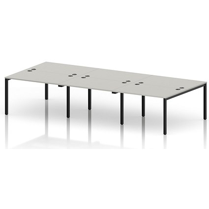 Impulse Bench B2B 6 Person 1200 Black Frame Office Bench Desk Dove Grey