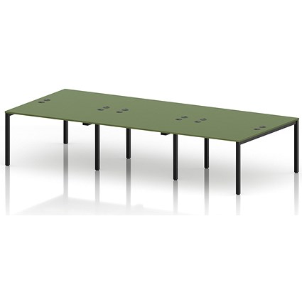 Impulse Bench B2B 6 Person 1200 Black Frame Office Bench Desk Moss Green