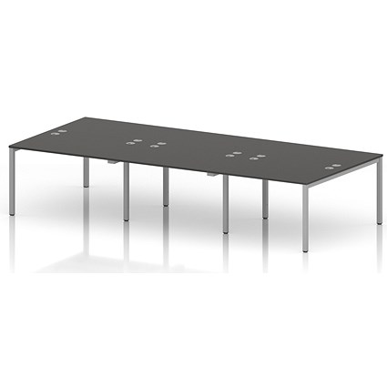 Impulse Bench B2B 6 Person 1200 Silver Frame Office Bench Desk Carbon Grey