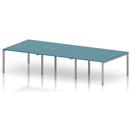 Impulse Bench B2B 6 Person 1200 Silver Frame Office Bench Desk Dark Teal