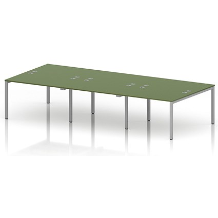 Impulse Bench B2B 6 Person 1200 Silver Frame Office Bench Desk Moss Green