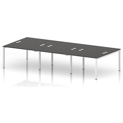 Impulse Bench B2B 6 Person 1200 White Frame Office Bench Desk Carbon Grey