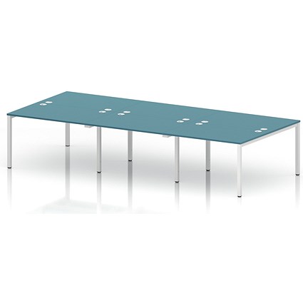 Impulse Bench B2B 6 Person 1200 White Frame Office Bench Desk Dark Teal