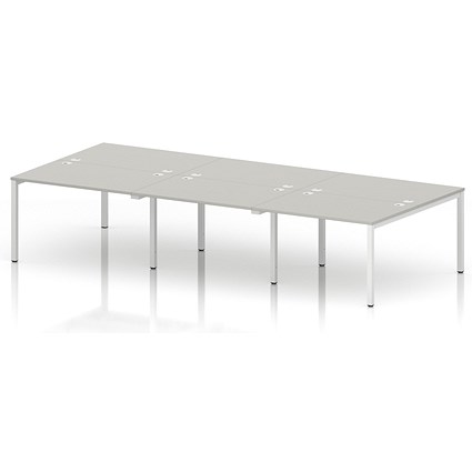 Impulse Bench B2B 6 Person 1200 White Frame Office Bench Desk Dove Grey