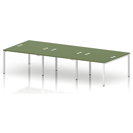 Impulse Bench B2B 6 Person 1200 White Frame Office Bench Desk Moss Green