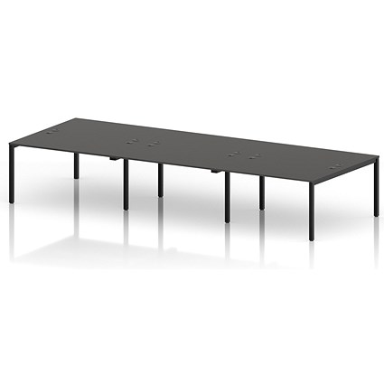 Impulse Bench B2B 6 Person 1400 Black Frame Office Bench Desk Carbon Grey