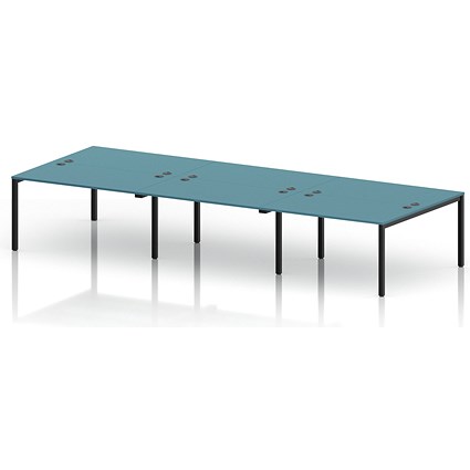 Impulse Bench B2B 6 Person 1400 Black Frame Office Bench Desk Dark Teal