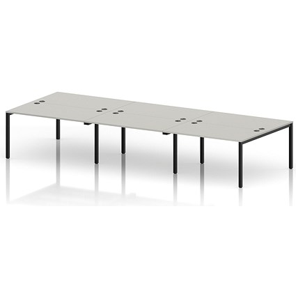 Impulse Bench B2B 6 Person 1400 Black Frame Office Bench Desk Dove Grey