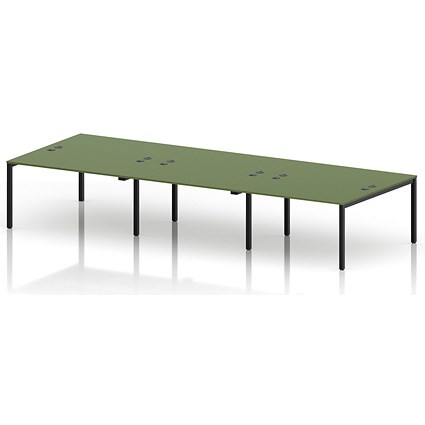 Impulse Bench B2B 6 Person 1400 Black Frame Office Bench Desk Moss Green