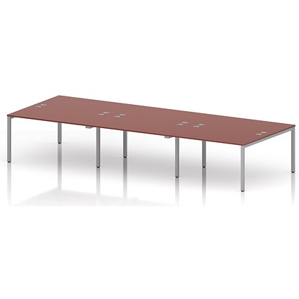 Impulse Bench B2B 6 Person 1400 Silver Frame Office Bench Desk Brick Red